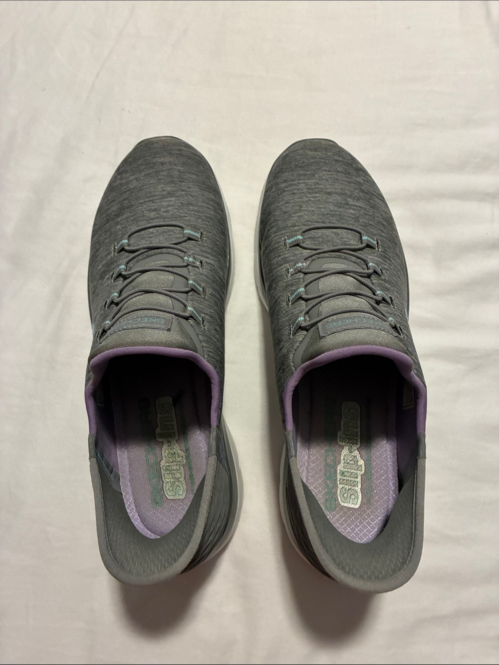 Skechers Women's Gray Slip-On Athletic Sneakers with Lavender Accents